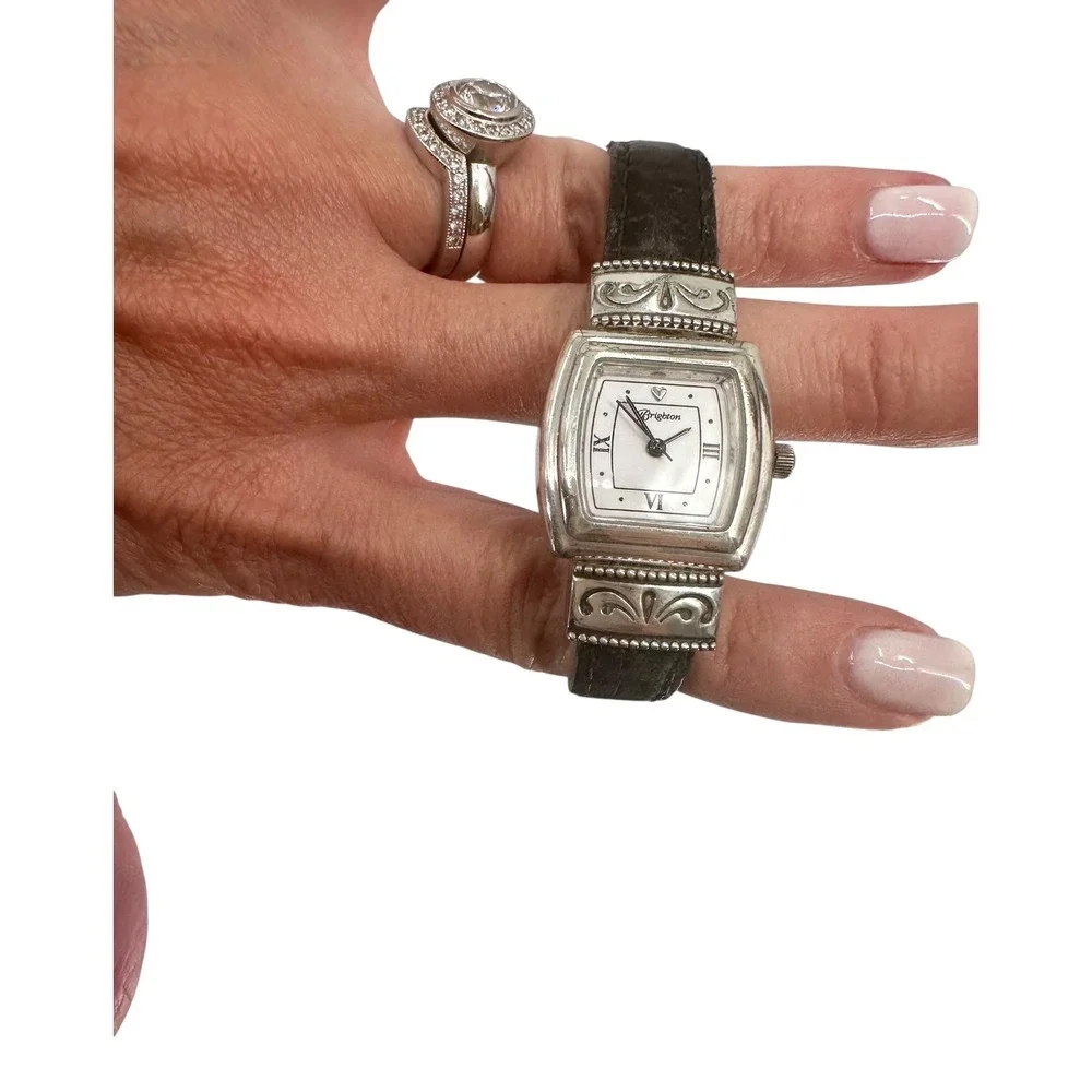 Vintage Brighton Waterford Women Watch Black Croc Leather Band New Battery